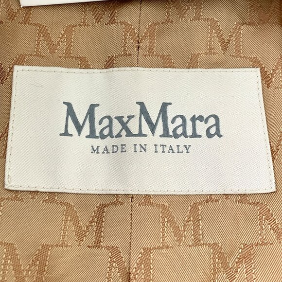 Max Mara Womens Camel Double-Breasted Wool Coat With Pockets & Back Belt Detail - Picture 6 of 8